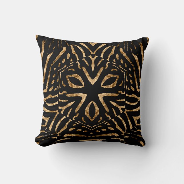 Africa Wild Pillows Zebra Black Gold Stripe (Front)