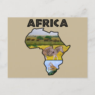Africa Wildlife Continent Collage Holiday Postcard