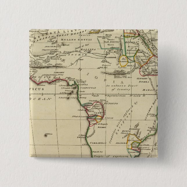Africa with boundaries outlined 15 cm square badge (Front)