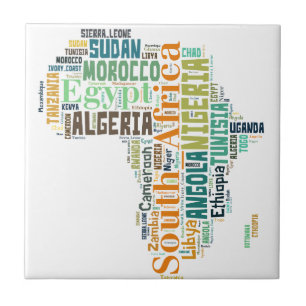 Africa Word Art Ceramic Tile