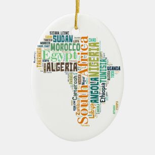 Africa Word Art Ceramic Tree Decoration