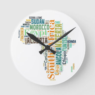 Africa Word Art Round Clock