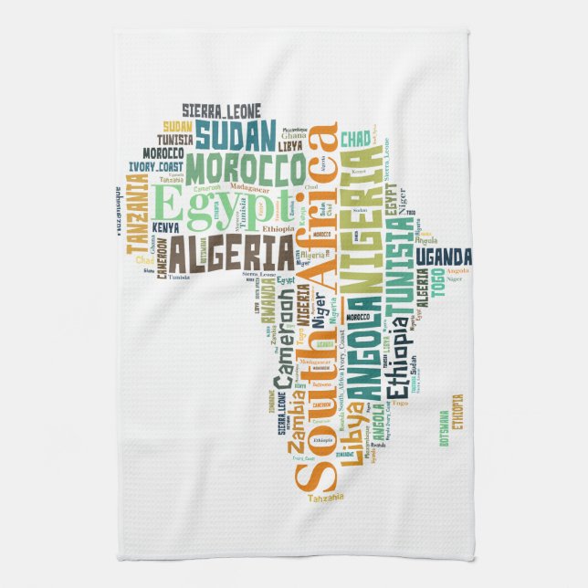 Africa Word Art Tea Towel (Vertical)