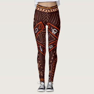 African Aboriginal Art Seamless Pattern Leggings