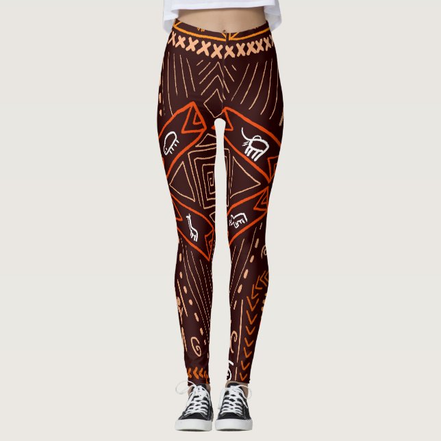 African Aboriginal Art Seamless Pattern Leggings (Front)