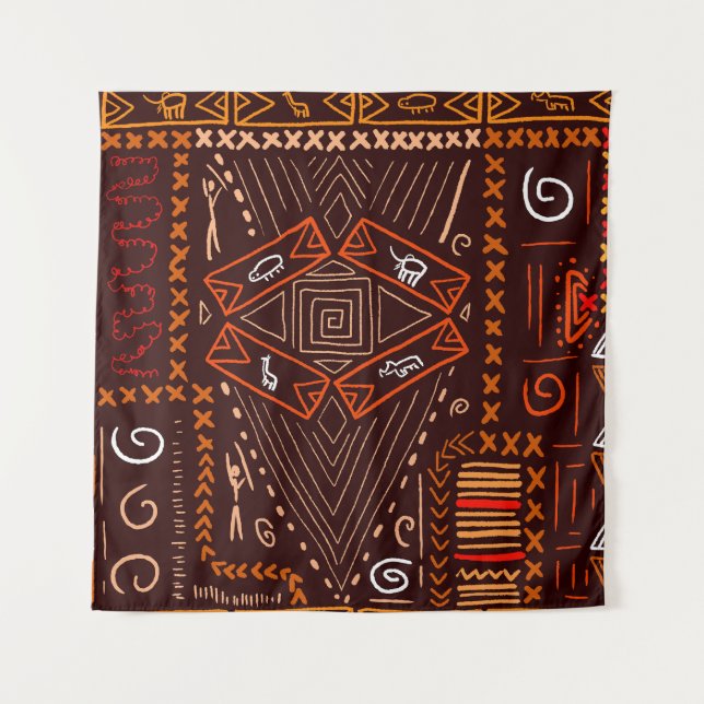 African Aboriginal Art Seamless Pattern Tapestry (Front)
