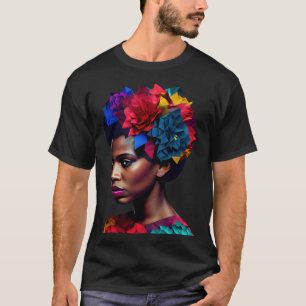 African Abstract Beautiful Black Woman Origami Que T-Shirt