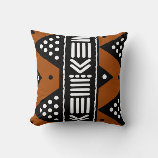 African Abstract Bogolan Throw Pillow