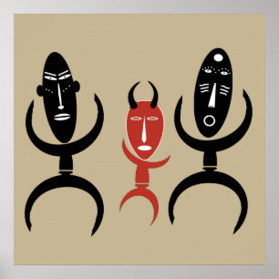 african abstract dancing figures poster