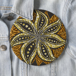 African Abstract Floral Batik Style 6 Cm Round Badge