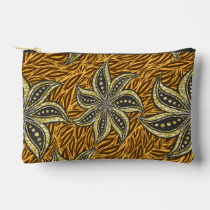 African Abstract Floral Batik Style Accessory Pouch