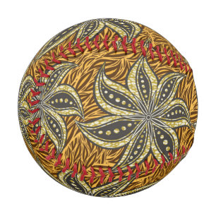 African Abstract Floral Batik Style Baseball