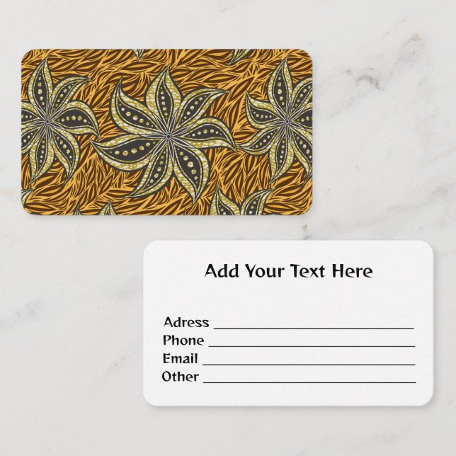 African Abstract Floral Batik Style Business Card (Front/Back)