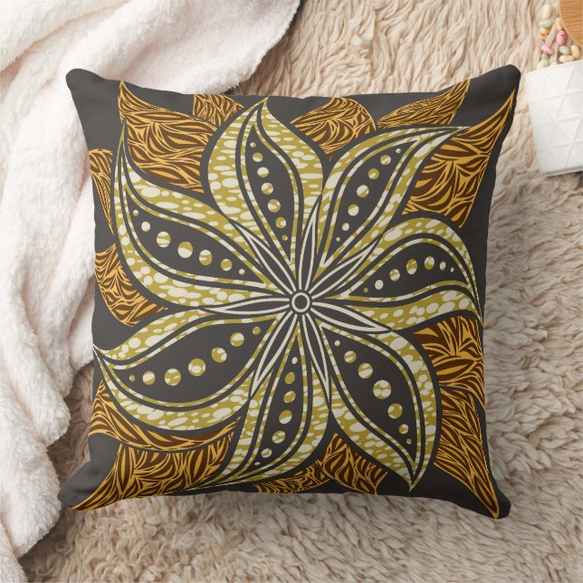 African Abstract Floral Batik Style Cushion (Blanket)