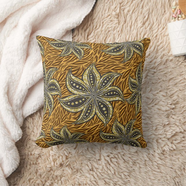 African Abstract Floral Batik Style Cushion (Blanket)