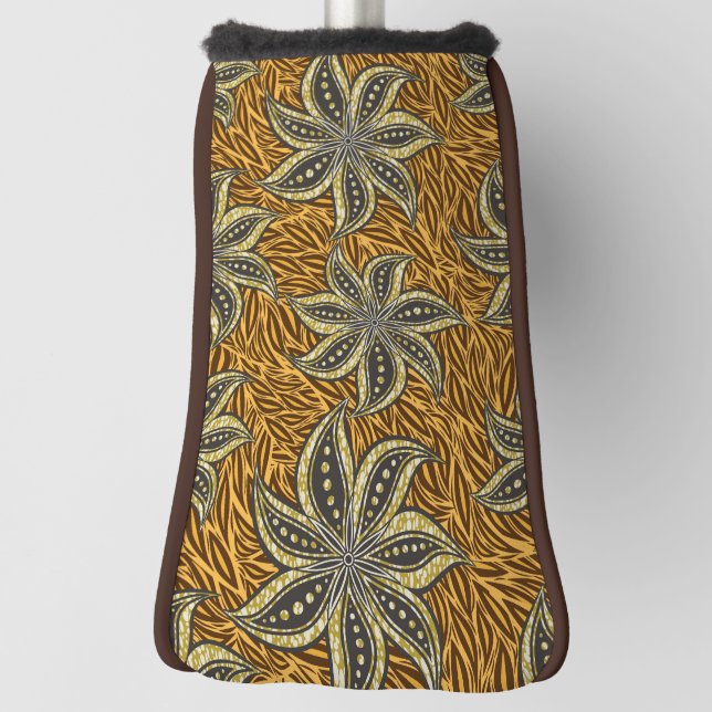 African Abstract Floral Batik Style Golf Head Cover (Rotate 90)