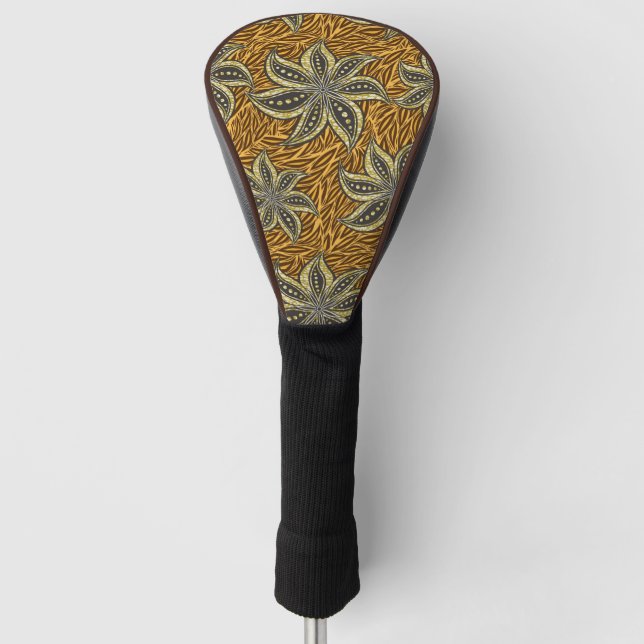 African Abstract Floral Batik Style Golf Head Cover (Front)