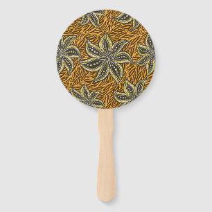 African Abstract Floral Batik Style Hand Fan