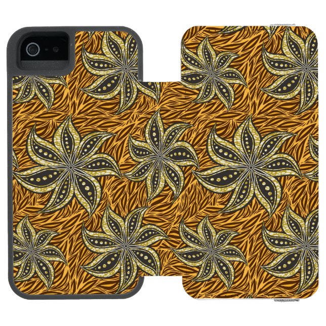 African Abstract Floral Batik Style Incipio iPhone Wallet Case (Folio Open)