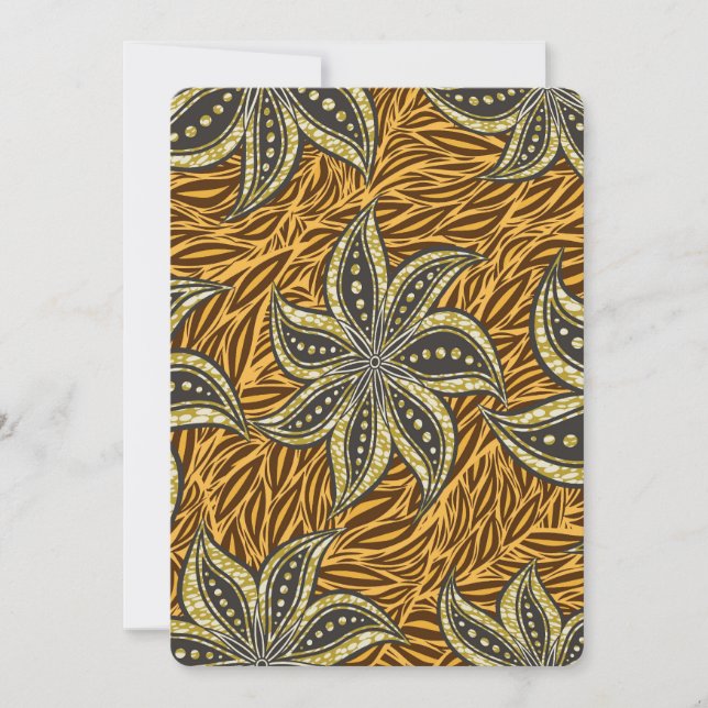 African Abstract Floral Batik Style Invitation (Front)