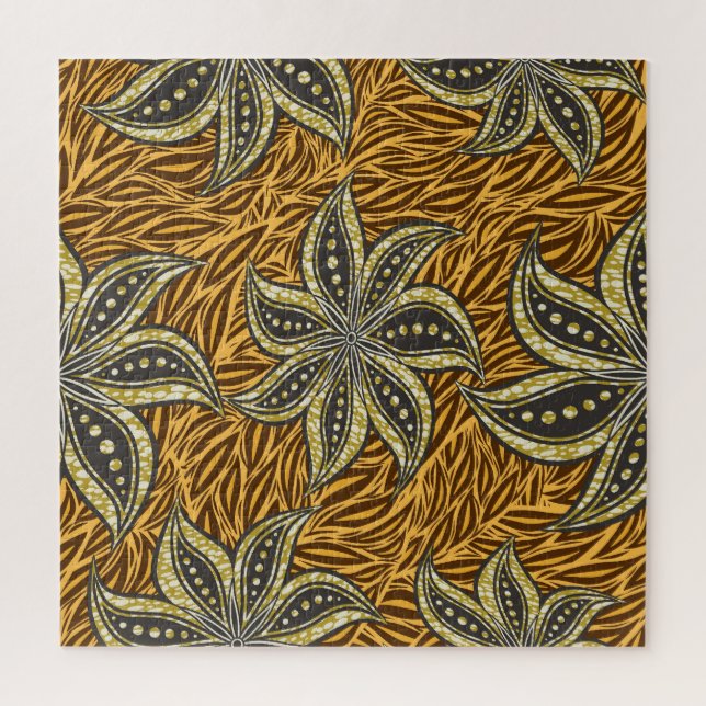 African Abstract Floral Batik Style Jigsaw Puzzle (Vertical)