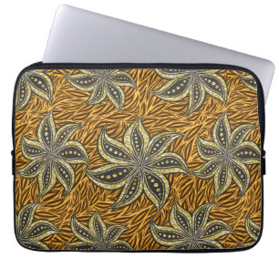 African Abstract Floral Batik Style Laptop Sleeve