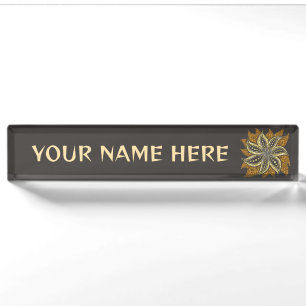 African Abstract Floral Batik Style Nameplate