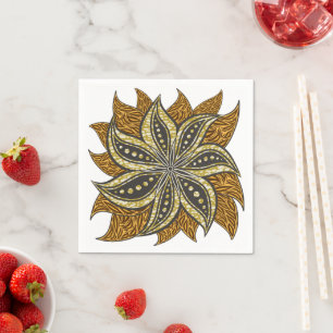 African Abstract Floral Batik Style Napkin