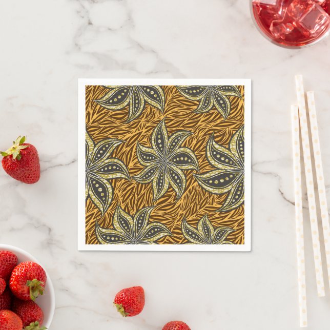 African Abstract Floral Batik Style Napkin (Insitu)