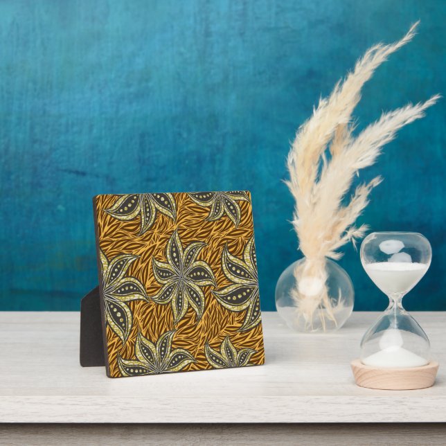 African Abstract Floral Batik Style Plaque (Insitu)