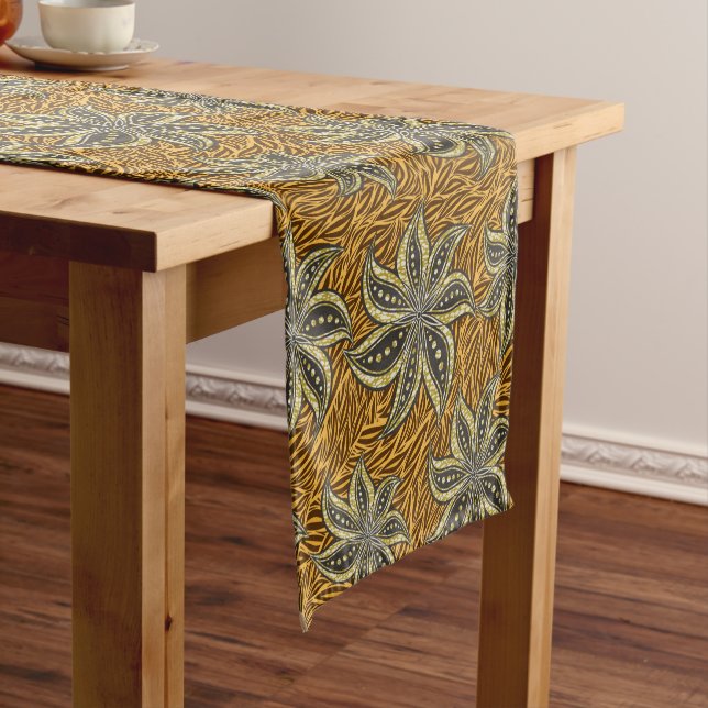 African Abstract Floral Batik Style Short Table Runner (In Situ)
