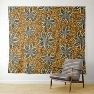 African Abstract Floral Batik Style Tapestry
