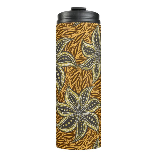 African Abstract Floral Batik Style Thermal Tumbler (Front)