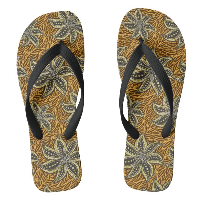 African Abstract Floral Batik Style Thongs (Footbed)