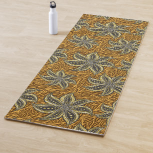 African Abstract Floral Batik Style Yoga Mat