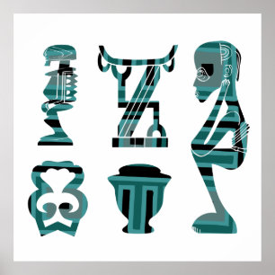 african abstract modern portrait afro art poster