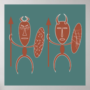 african abstract modern portrait afro art poster