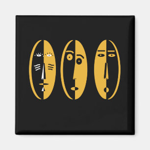 african abstract portrait mask design magnet