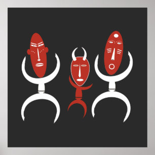 african abstract portrait poster