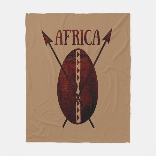 african abstract shield spear afro art fleece blanket (Front)