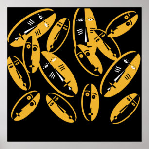 african abstract tribal mask poster