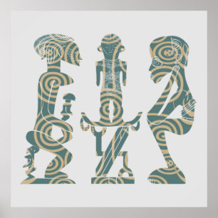 african abstract tribal portrait afro art poster