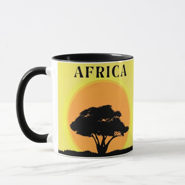 African Acacia Tree Against an Orange Sunset Mug (Left)