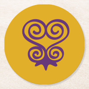 African Adinkra Symbol (Sankofa) Round Paper Coaster