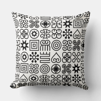 African Adinkra Symbol Throw Pillow
