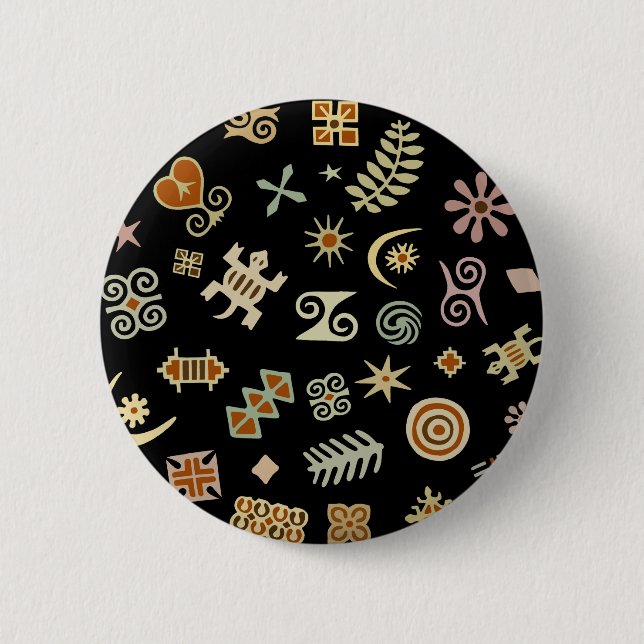 African Adinkra Symbols 6 Cm Round Badge (Front)