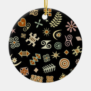 African Adinkra Symbols Ceramic Ornament