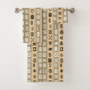 African Adinkra Symbols Striped Towel Set