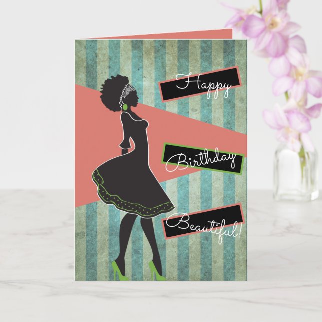 African/African American Silhouette Birthday Card (Orchid)