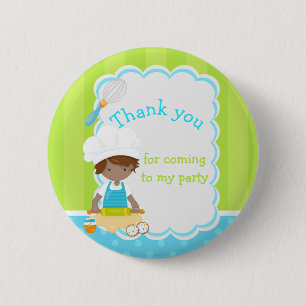 African America Boy Baking 'Thank you for coming' 6 Cm Round Badge